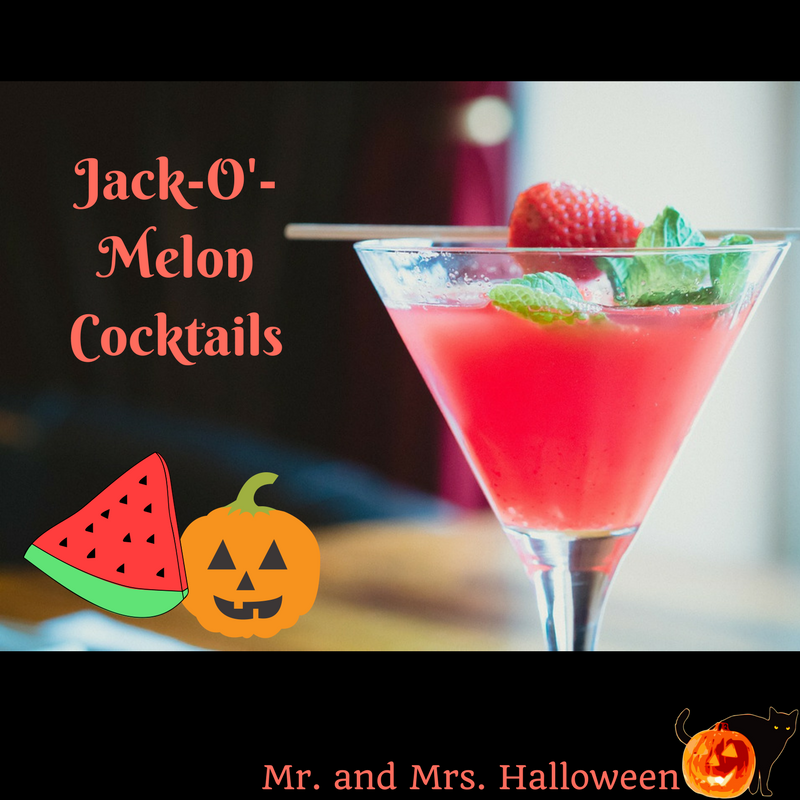 Jack-O'-Melon Cocktails Mr and Mrs Halloween Watermelon Jack O Lantern